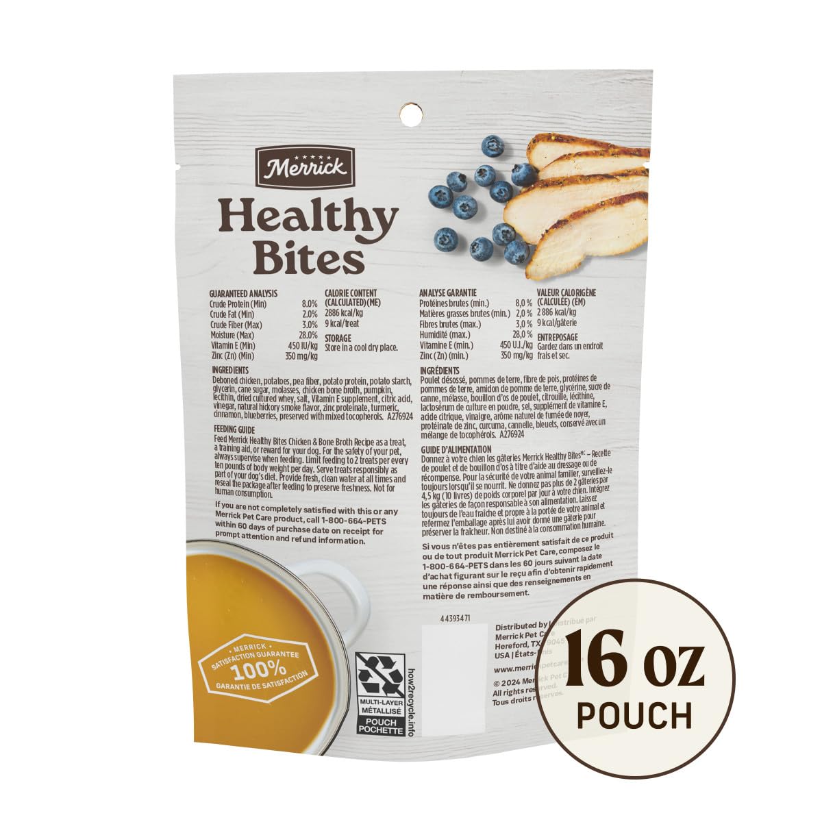 Healthy Bites Grain Free Dog Treats, Soft Treats With Bone Broth for Dogs, Chicken And Bone Broth Recipe - 16 oz. Pouch - Image 6