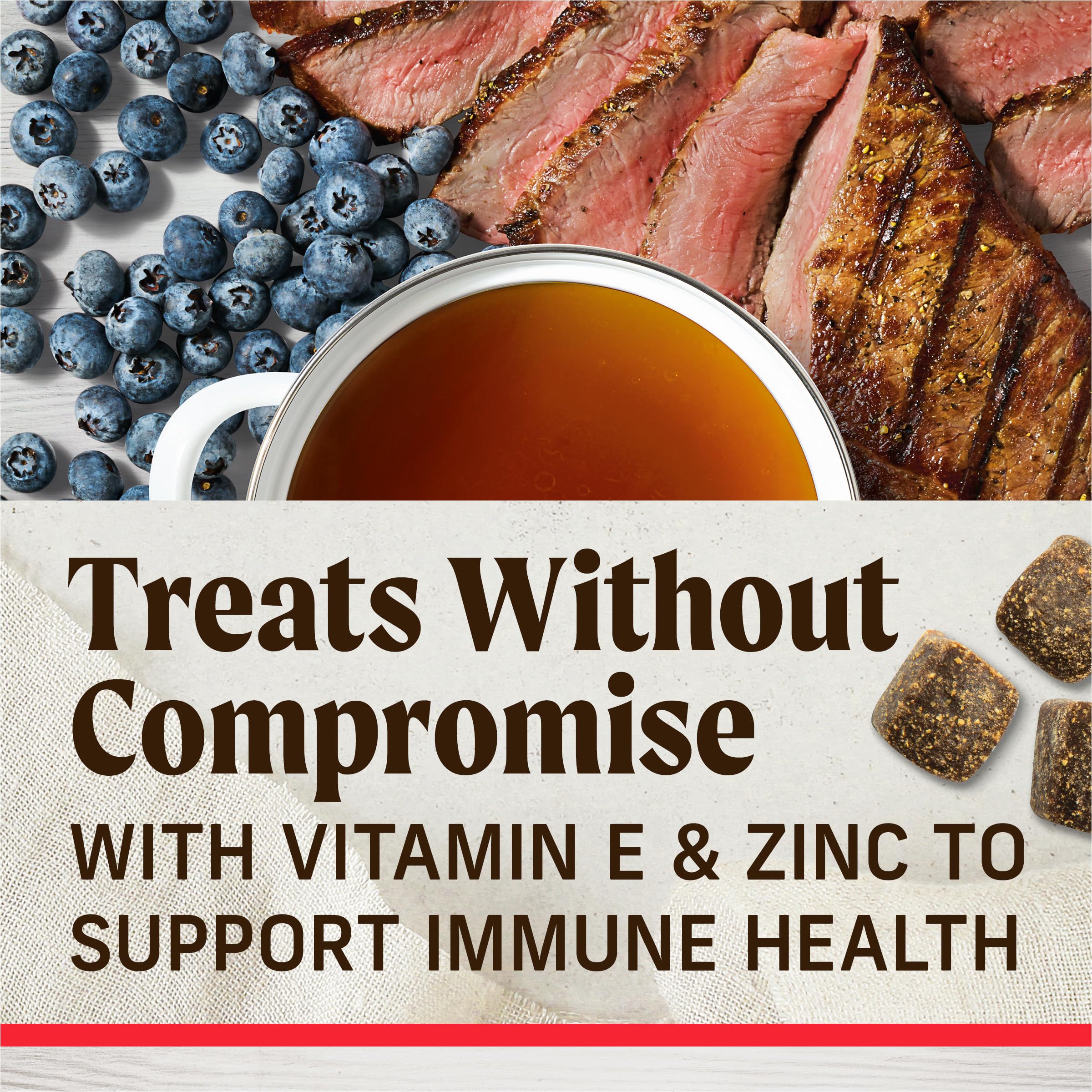 Healthy Bites Grain Free Dog Treats, Soft Treats with Bone Broth for Dogs, Beef and Bone Broth Recipe - 6 oz. Pouch - Image 3