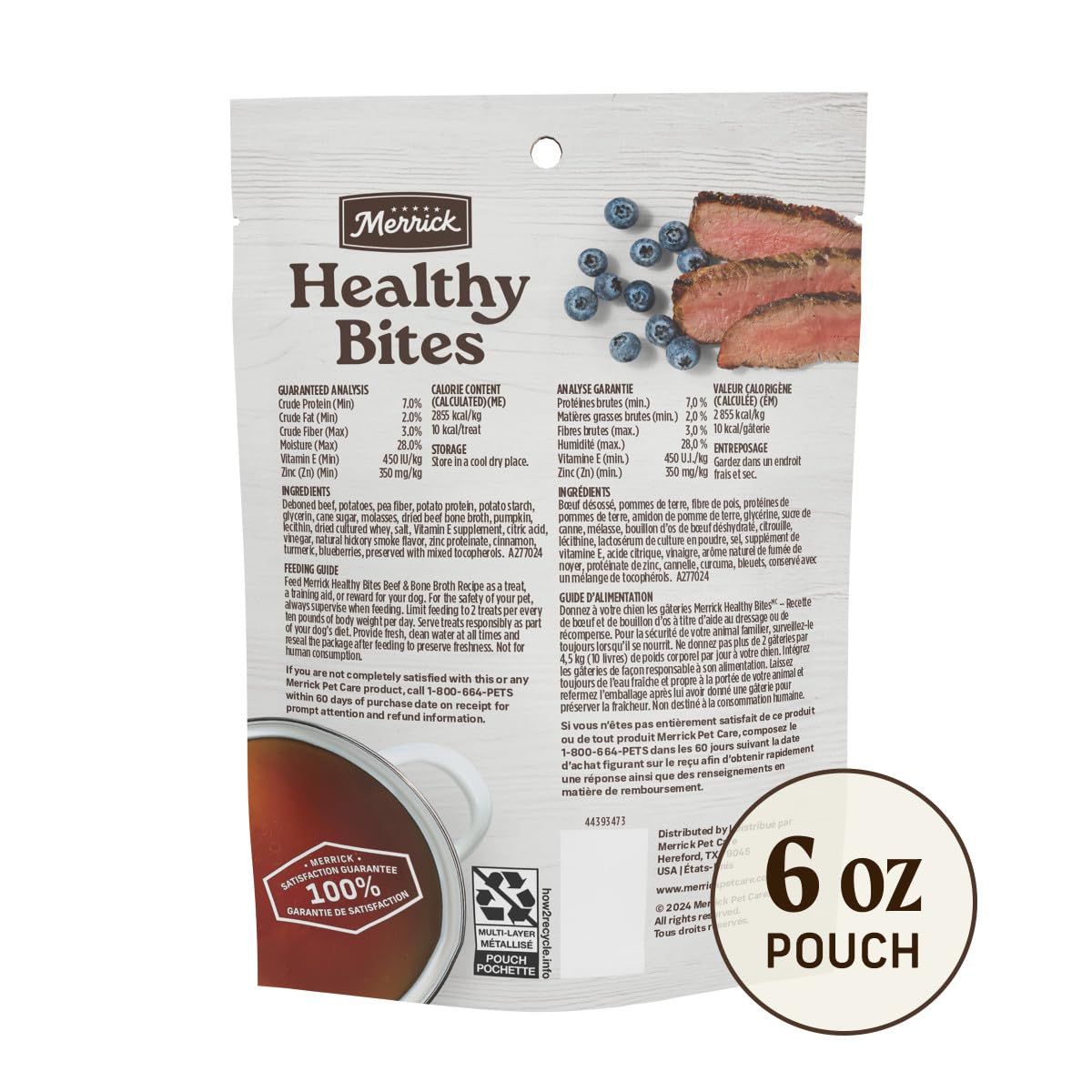 Healthy Bites Grain Free Dog Treats, Soft Treats with Bone Broth for Dogs, Beef and Bone Broth Recipe - 6 oz. Pouch - Image 6