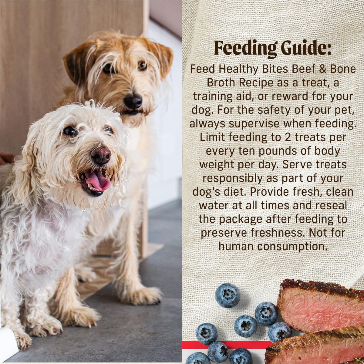 Healthy Bites Grain Free Dog Treats, Soft Treats with Bone Broth for Dogs, Beef and Bone Broth Recipe - 6 oz. Pouch - Image 9