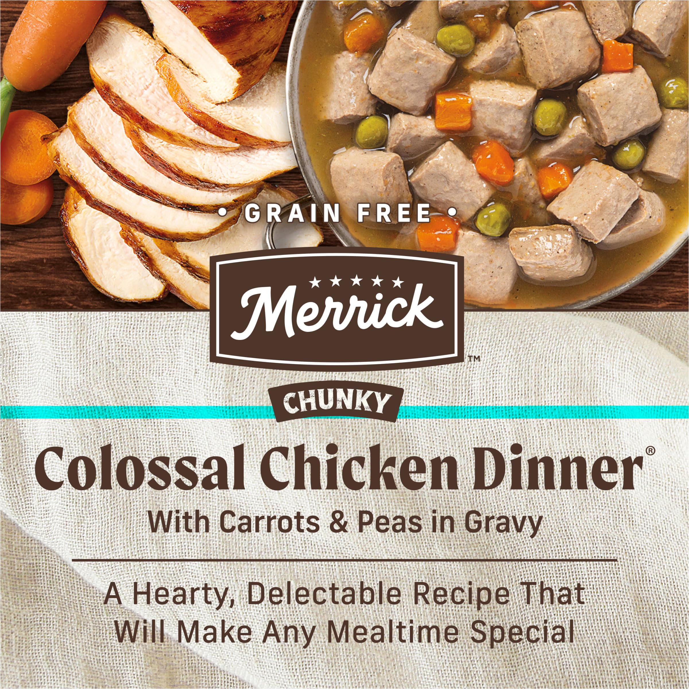 Merrick Chunky Grain Free Premium And Wholesome Canned Dog Food, Real Meat Colossal Chicken Dinner In Gravy - (Pack of 12) 12.7 oz. Cans - Image 4