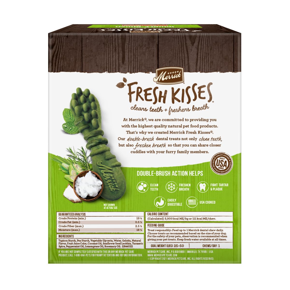 Merrick Fresh Kisses Natural Dental Chews Infused With Coconut And Botanical Oils For Medium Dogs 25-50 Lbs - 22 ct. Box - Image 10