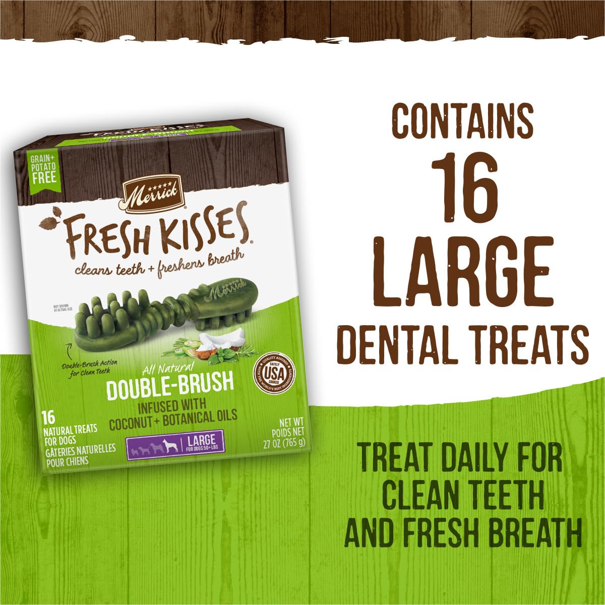 Merrick Fresh Kisses Natural Dental Chews Infused With Coconut And Botanical Oils For Large Dogs Over 50 Lbs - 22 ct. Box - Image 9