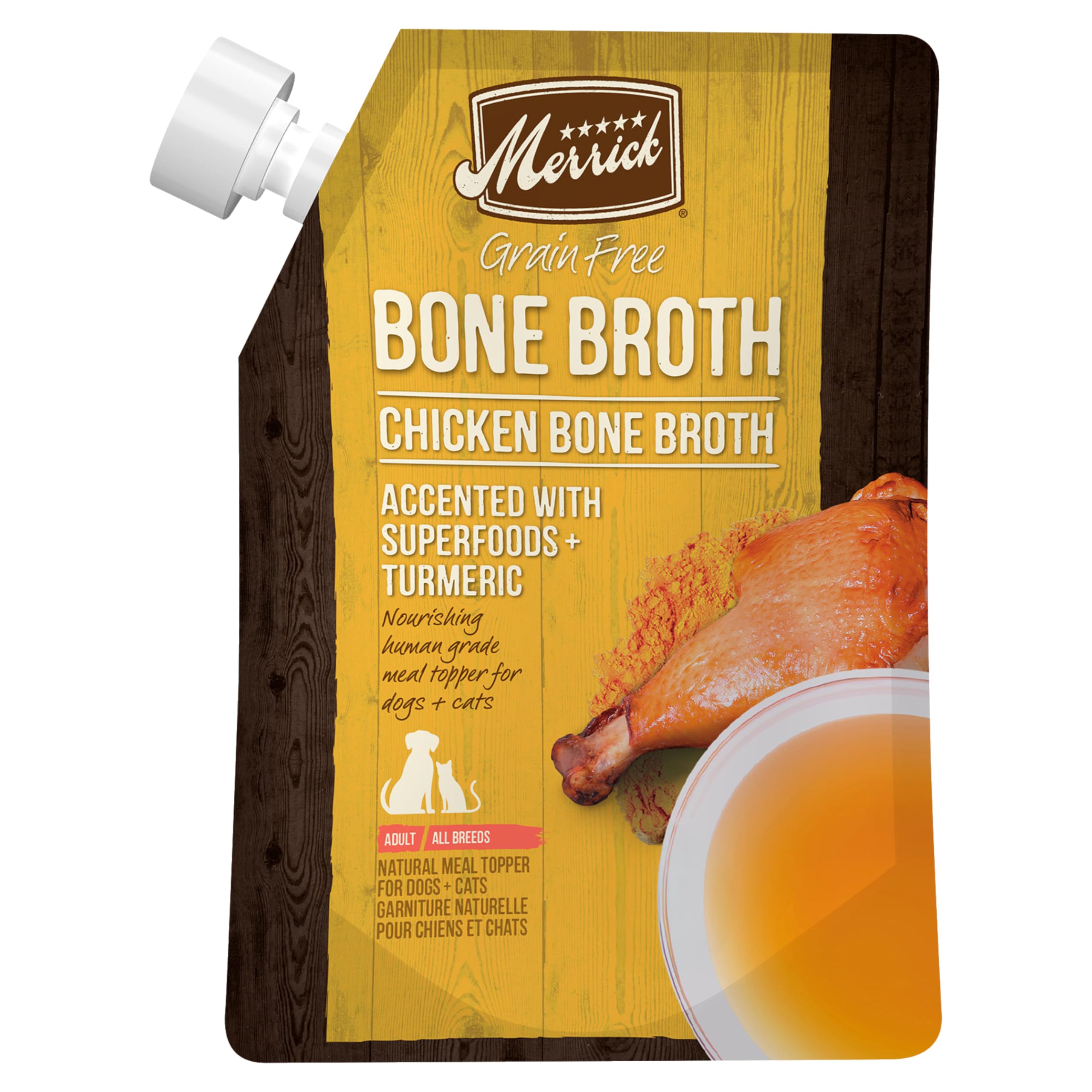 Merrick Grain Free Bone Broth, Premium Human Grade And Gluten Free Dog And Cat Food Topper Pouches, Chicken - 16 oz. Pouch - Image 4