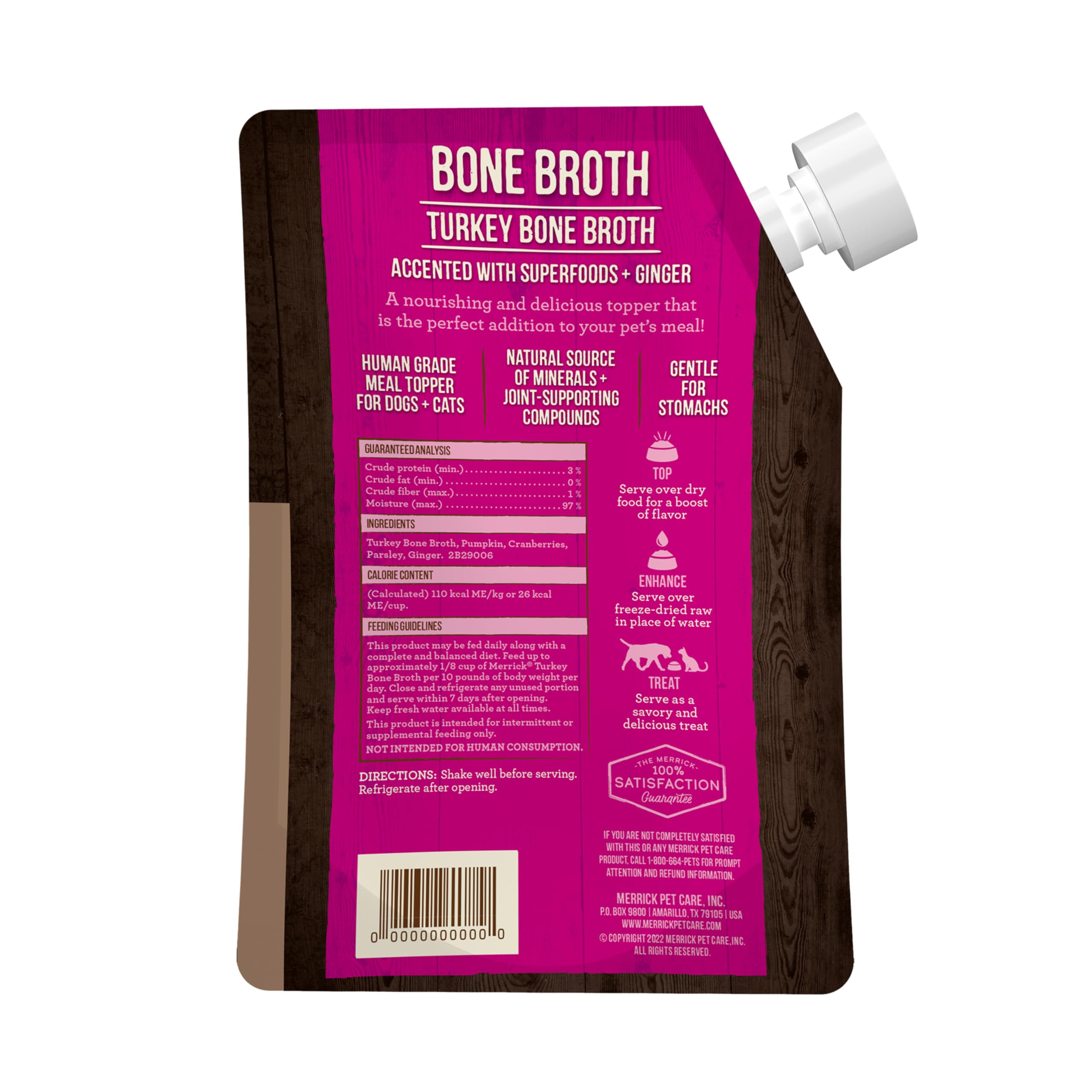 Merrick Grain-Free Turkey Bone Broth Dog and Cat Food Topper , 16 oz. Pouch - Image 3