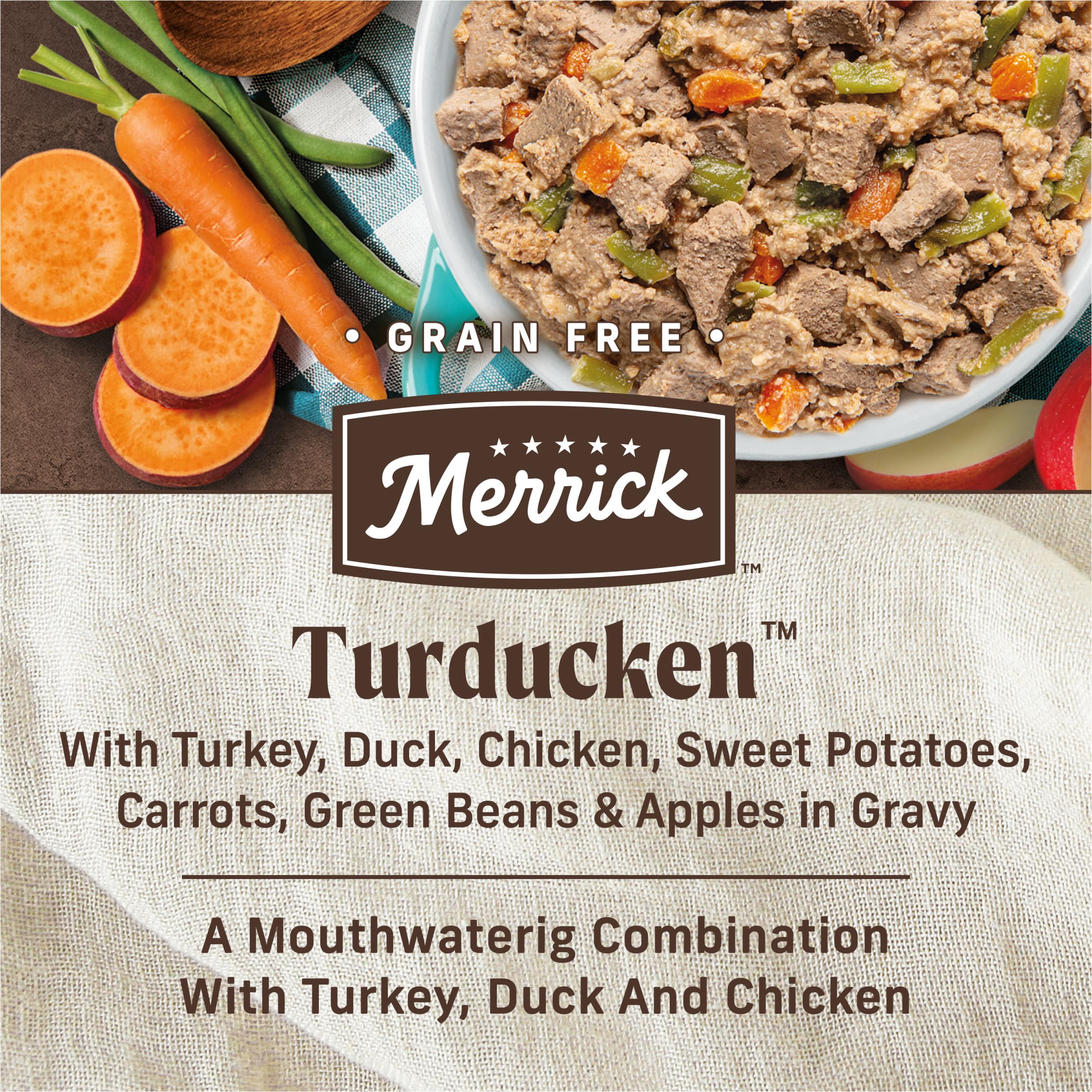 Merrick Grain Free Wet Dog Food, Premium And Wholesome Gluten Free Canned Adult Dog Food, Turducken Recipe - (Pack of 12) 12.7 oz. Cans - Image 4