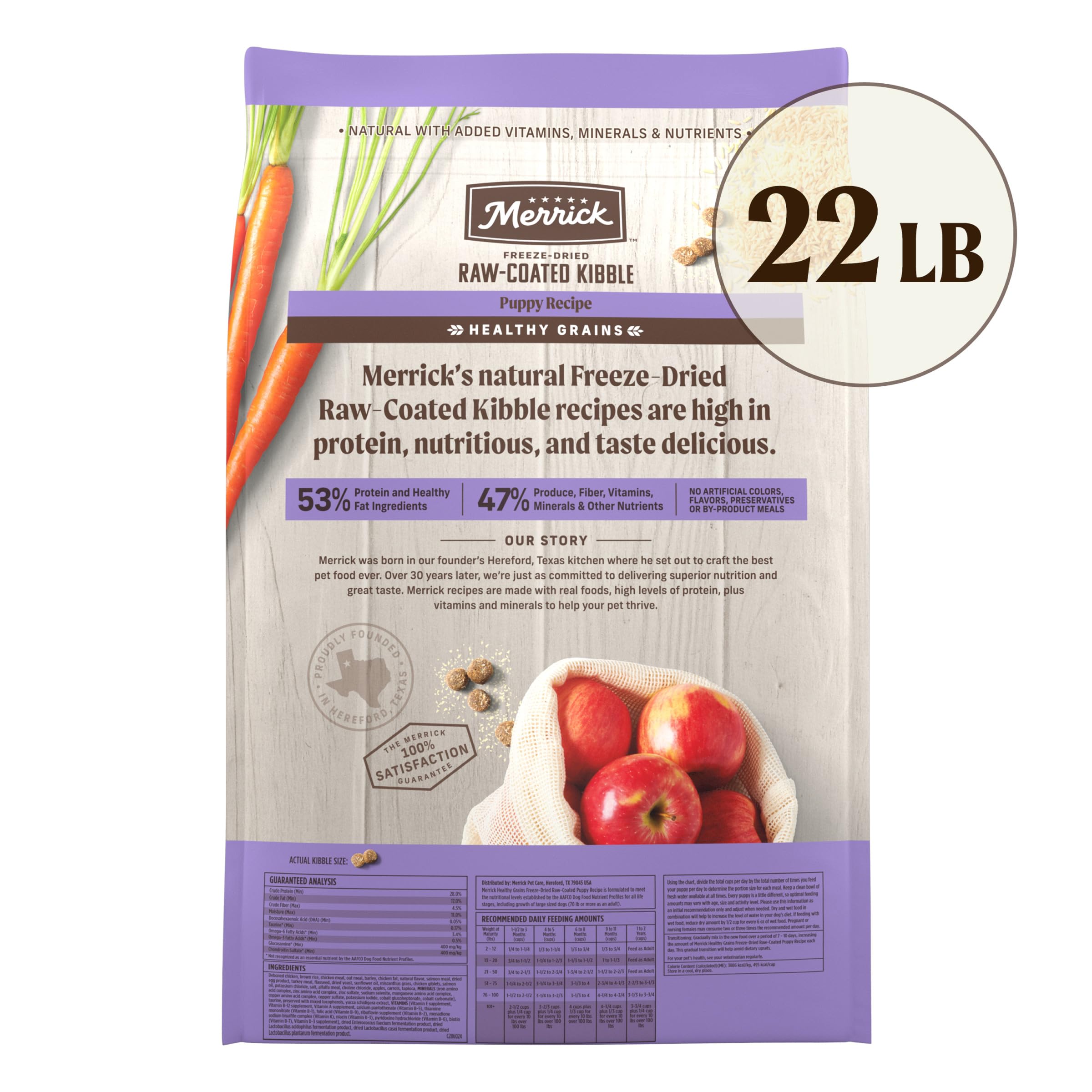 Merrick Healthy Grains Freeze Dried Raw Coated Kibble, Natural High Protein Puppy Food, Chicken and Brown Rice - 22.0 lb. Bag - Image 10