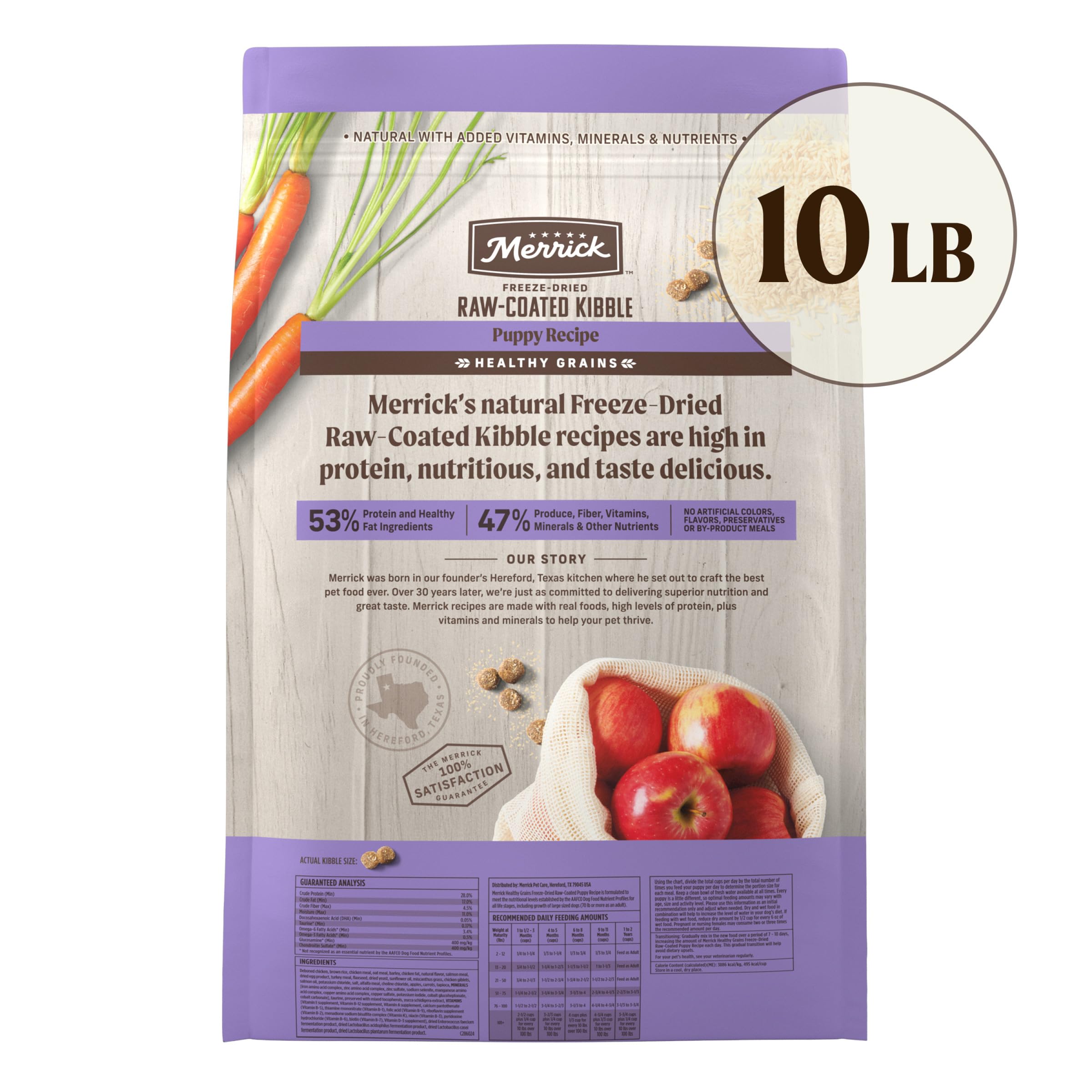 Merrick Healthy Grains Freeze Dried Raw Coated Kibble, Natural High Protein Puppy Food, Chicken and Brown Rice - 10.0 lb. Bag - Image 10