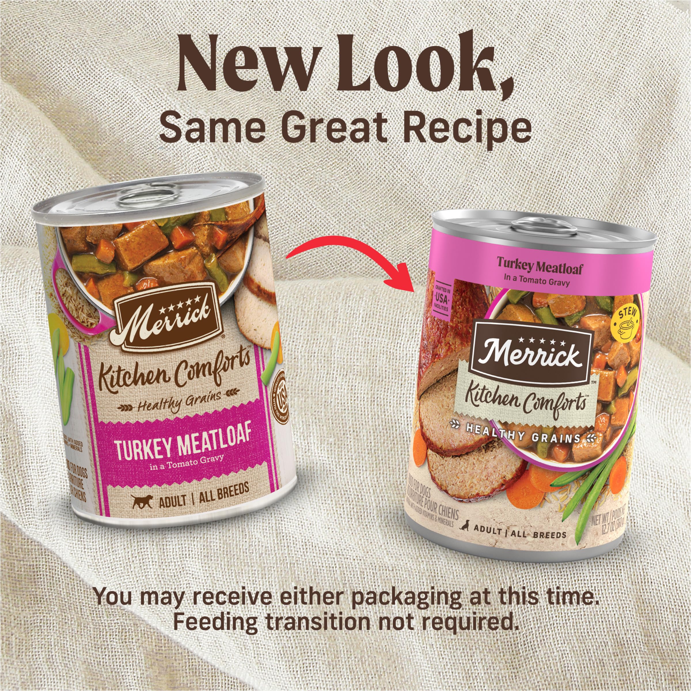 Merrick Kitchen Comforts Healthy And Natural Canned Adult Dog Food, Turkey Meatloaf With Brown Rice And Gravy - (Pack of 12) 12.7 oz. Cans - Image 3