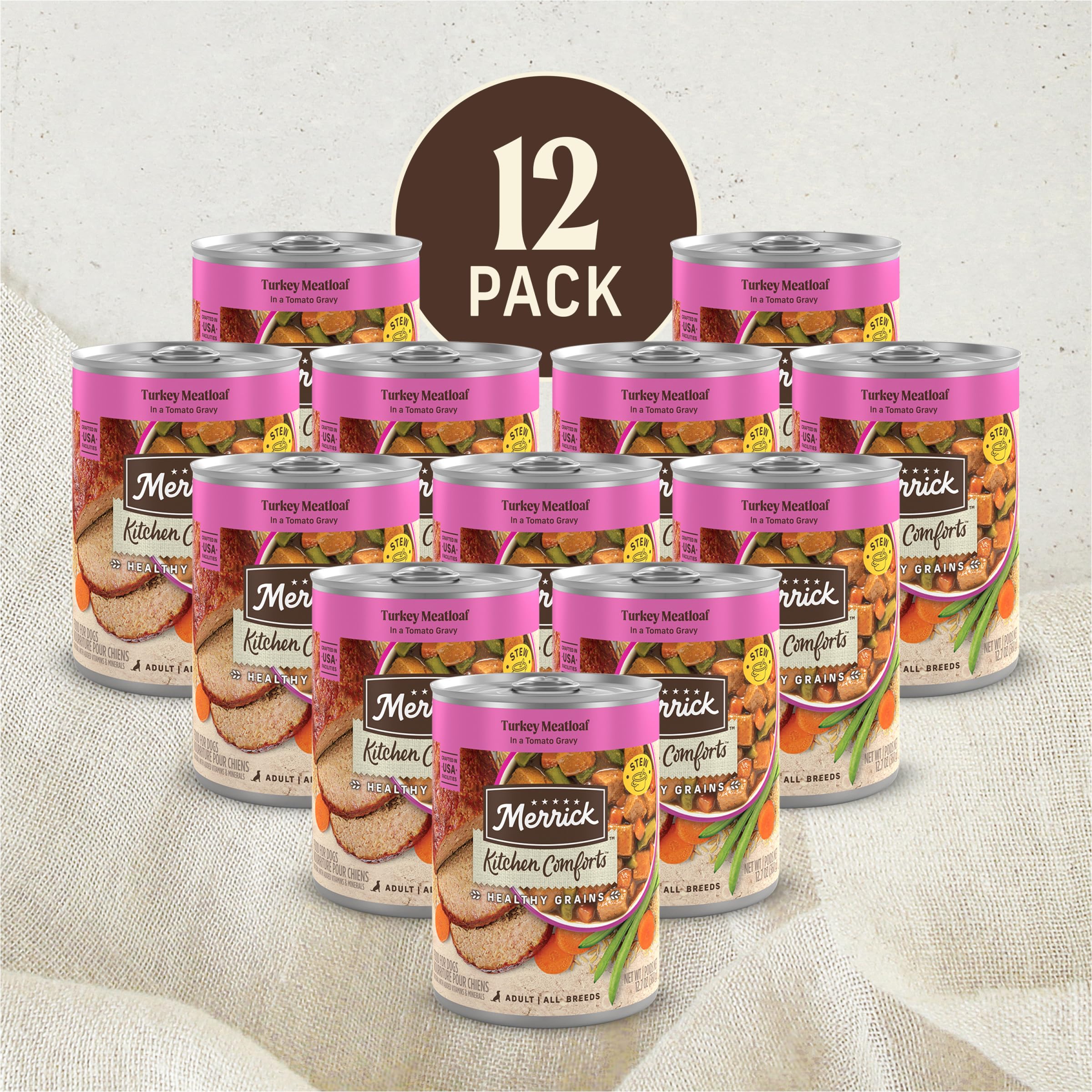 Merrick Kitchen Comforts Healthy And Natural Canned Adult Dog Food, Turkey Meatloaf With Brown Rice And Gravy - (Pack of 12) 12.7 oz. Cans - Image 5