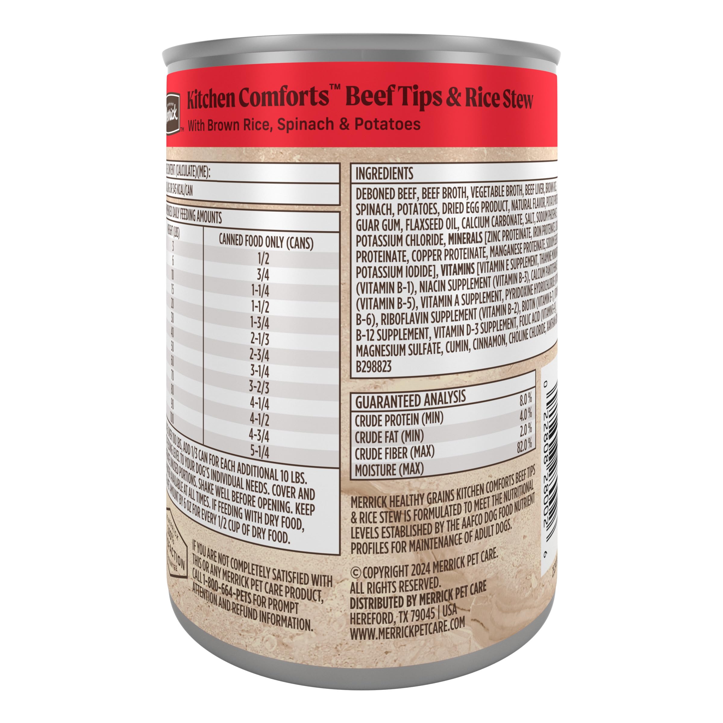 Merrick Kitchen Comforts Healthy and Natural Canned Adult Dog Food with Gravy, Beef Tips and Rice Stew - (Pack of 12) 12.7 oz. Cans - Image 11