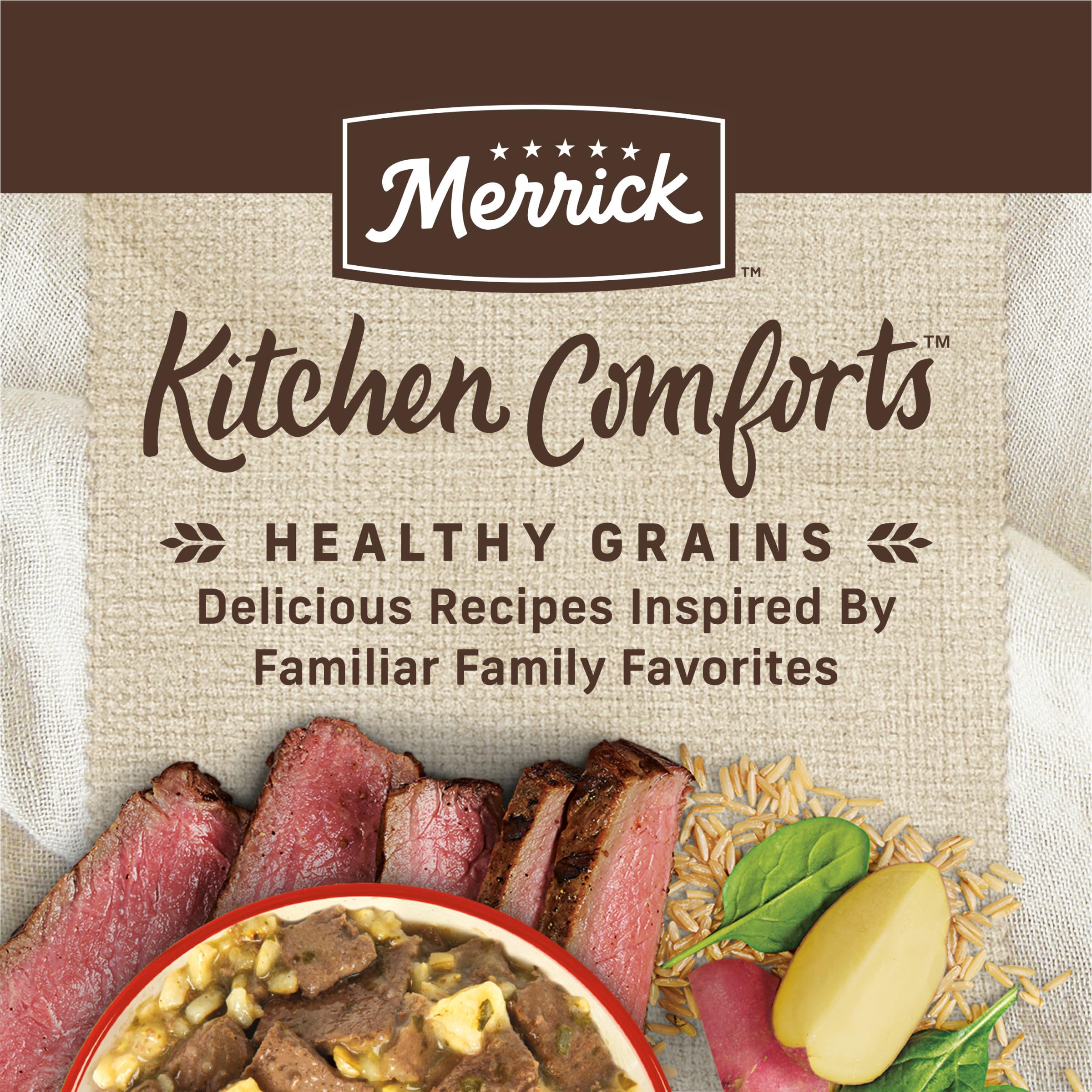 Merrick Kitchen Comforts Wet Dog Food Gravy, Variety Pack Real Meat and Brown Rice Dog Food with Grains - (Pack of 12) 9.5 lb. Cans - Image 4