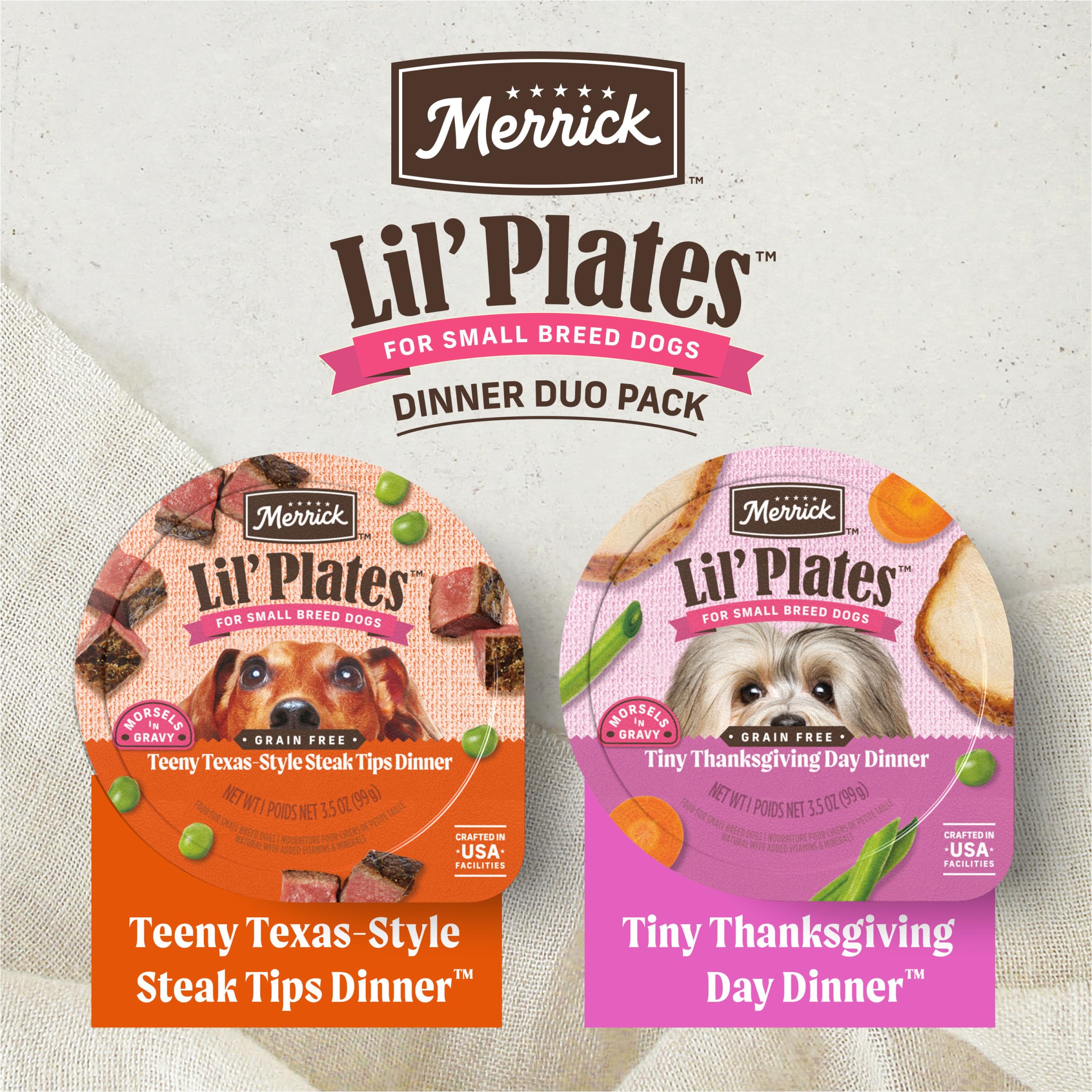 Merrick Lil’ Plates Grain Free Dinner Duos Soft Natural Wet Small Dog Food Variety Pack, Beef and Turkey - (Pack of 1) 2.6 lb. Tubs - Image 5