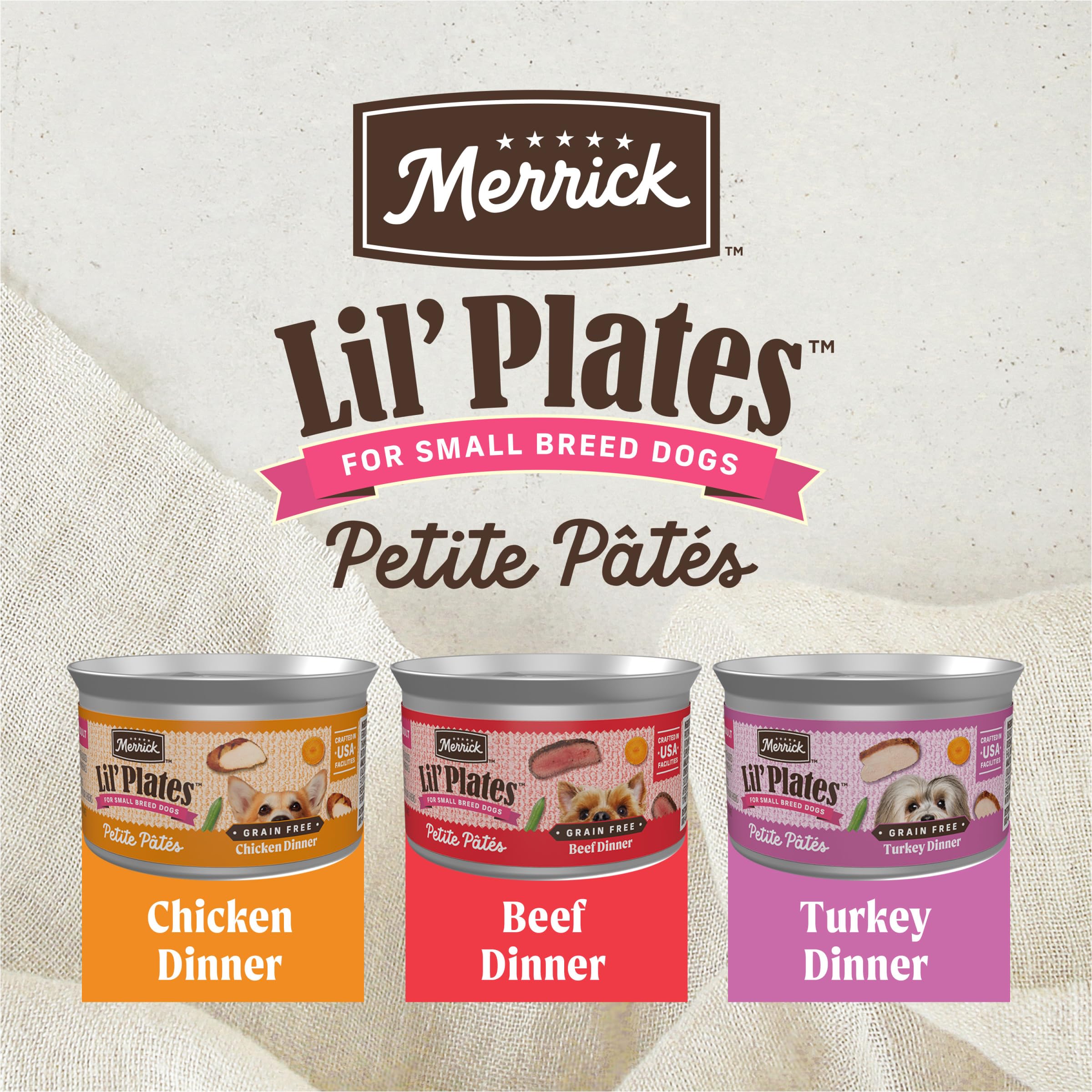 Merrick Lil’ Plates Petite Pates Premium Grain Free Wet Dog Food Variety Pack, Natural Beef, Chicken, Turkey - (Pack of 12) 3 oz. Cans - Image 5