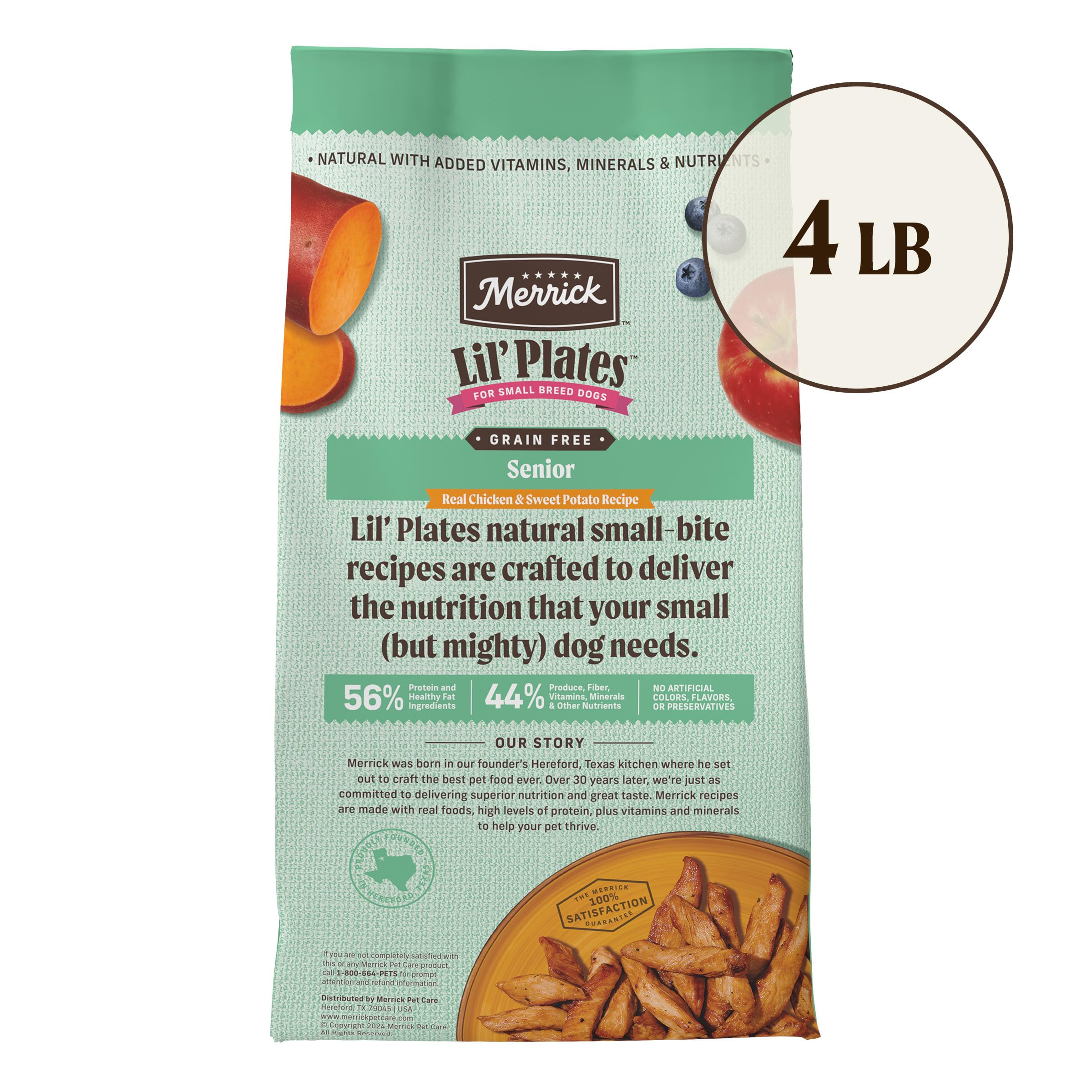 Merrick Lil’ Plates Premium Grain Free Senior Dry Dog Food For Small Dogs, Real Chicken, Sweet Potato Kibble - 4.0 lb. Bag - Image 6