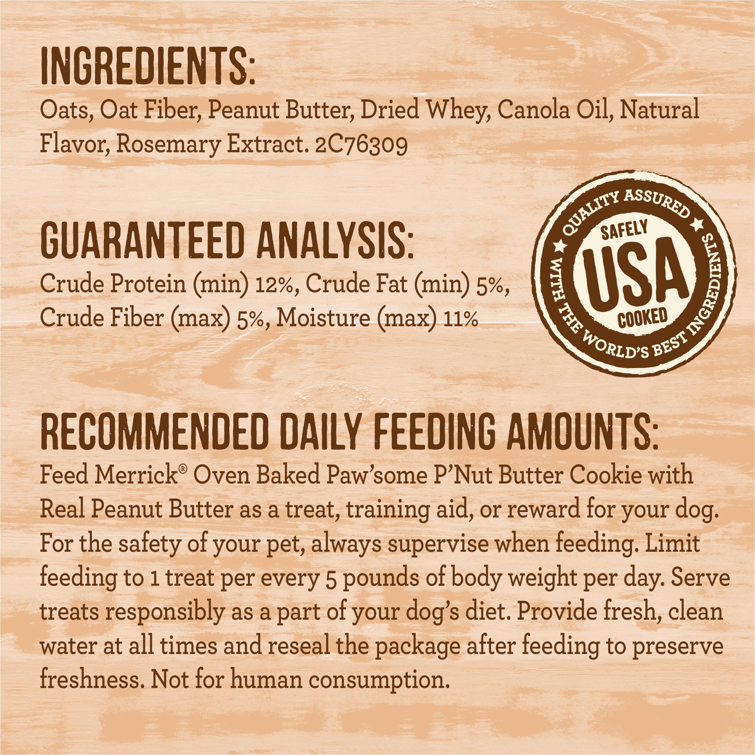 Merrick Oven Baked Dog Treats, Natural Cookies For Dogs, Paw’some P’nut Butter Cookie With Real Peanut Butter - 11 oz. Bag - Image 4