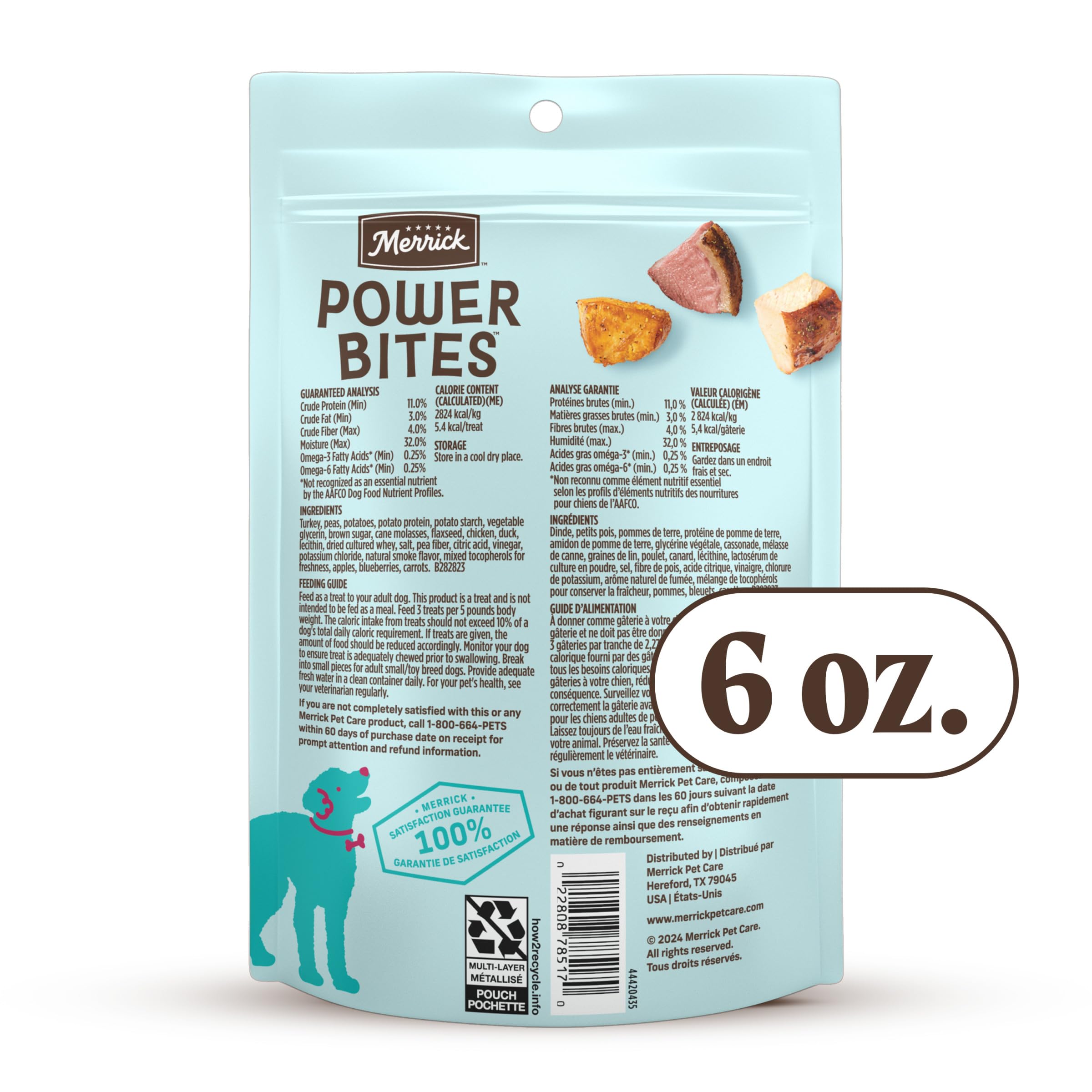 Merrick Power Bites Natural Soft And Chewy Real Meat Dog Treats, Grain Free Snack, Real Turducken Recipe - 6 oz. Bag - Image 11