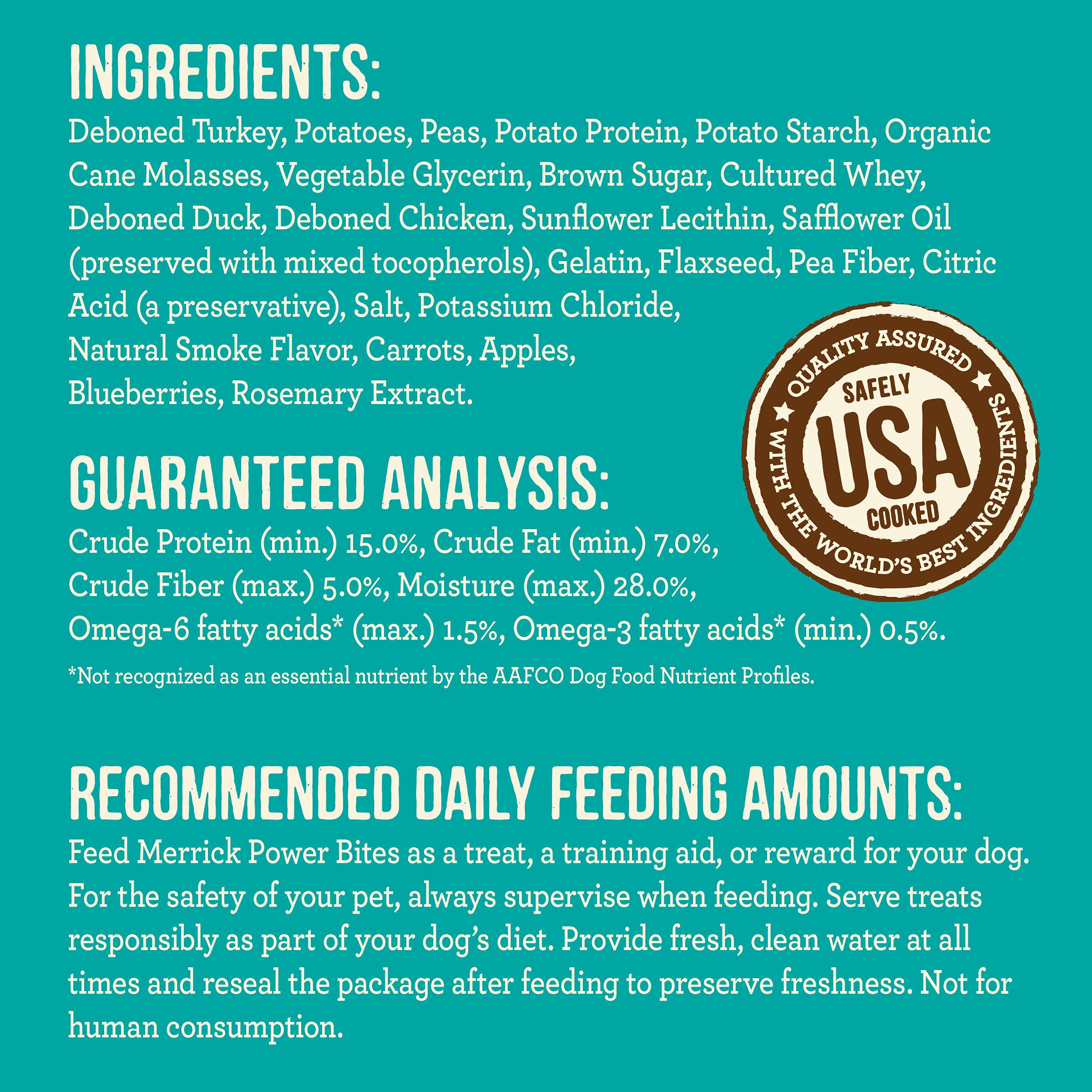 Merrick Power Bites Natural Soft And Chewy Real Meat Dog Treats, Grain Free Snack, Real Turducken Recipe - 6 oz. Bag - Image 4