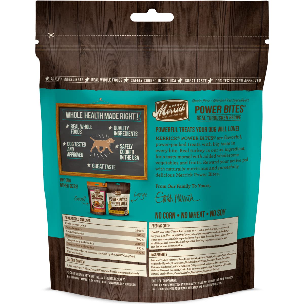 Merrick Power Bites Natural Soft And Chewy Real Meat Dog Treats, Grain Free Snack, Real Turducken Recipe - 6 oz. Bag - Image 9