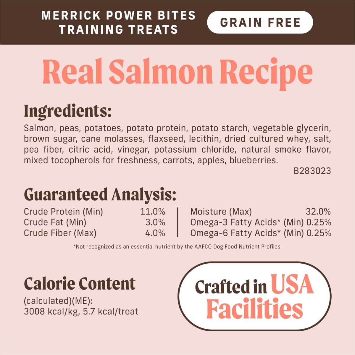 Merrick Power Bites Salmon Recipe Healthy Dog Treats, Real Salmon Grain-Free Dog Snacks, 6 oz Bag - Image 6
