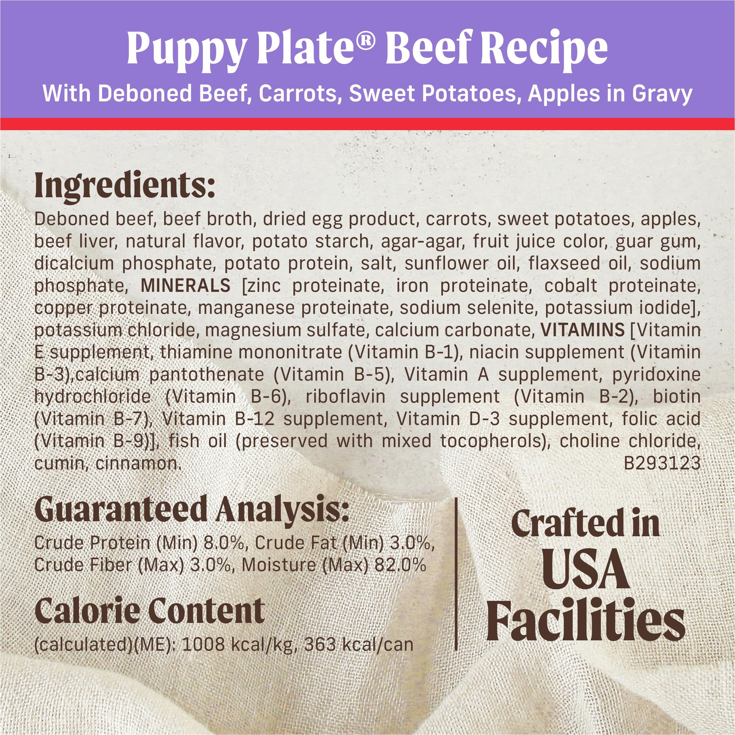 Merrick Puppy Plate Grain Free Wet Puppy Food with Real Deboned Beef, Carrots, Sweet Potatoes and Apples in Gravy, 12.7 oz. Can - Image 6
