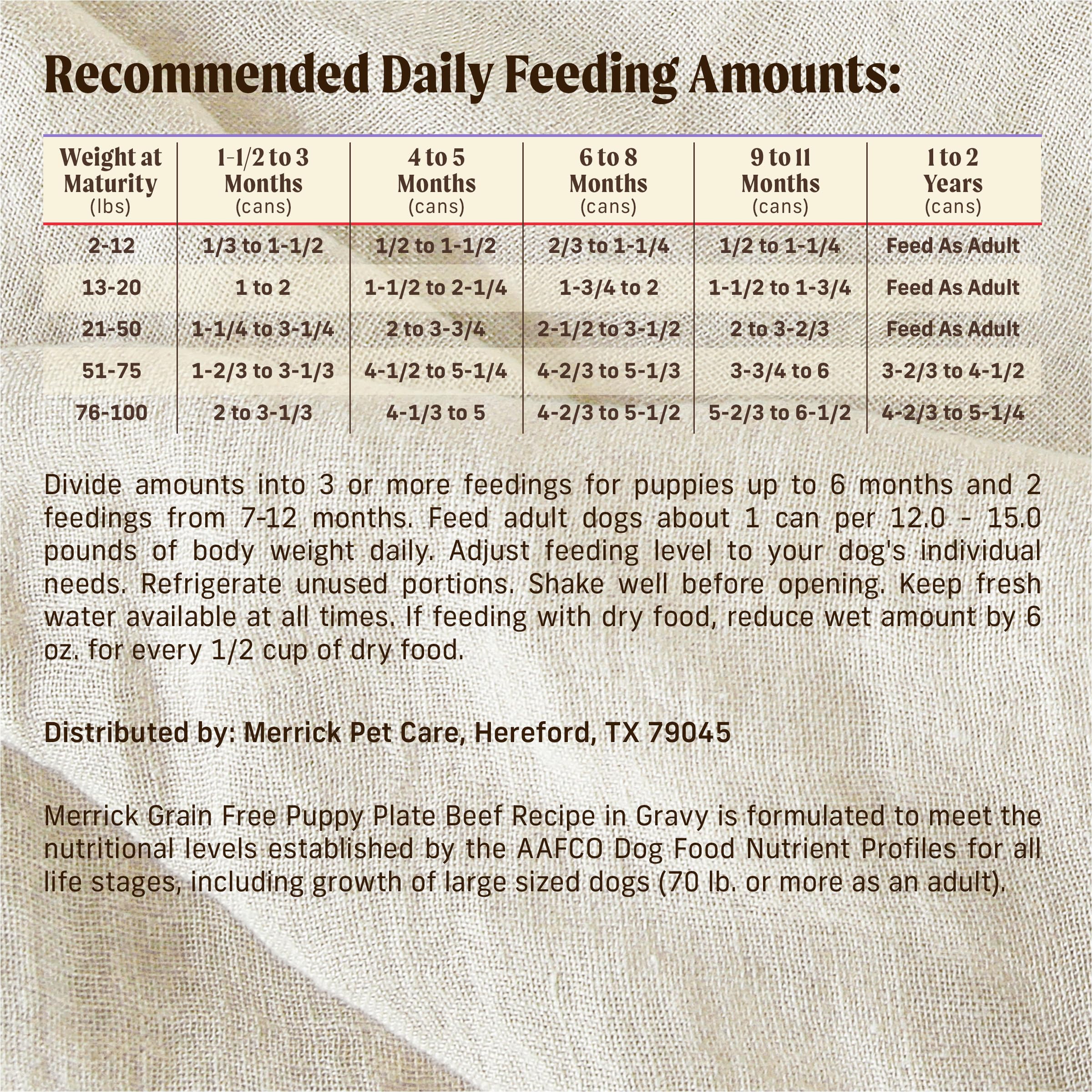 Merrick Puppy Plate Grain Free Wet Puppy Food with Real Deboned Beef, Carrots, Sweet Potatoes and Apples in Gravy, 12.7 oz. Can - Image 7