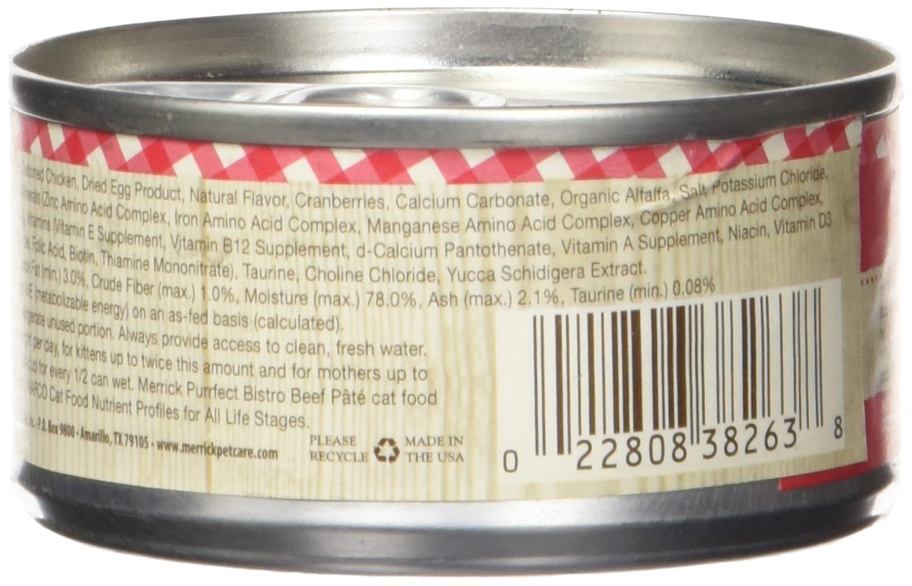 Merrick Purrfect Bistro Beef Pate Recipe Canned Cat Food 24/3-oz cans - Image 3