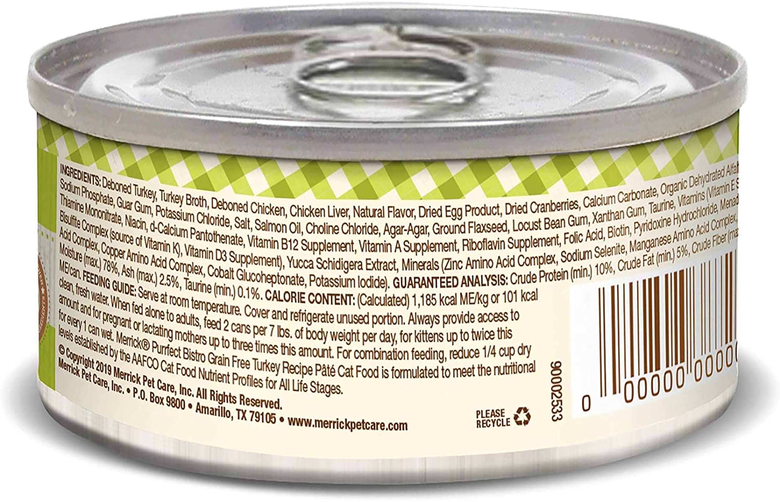 Merrick Purrfect Bistro Canned Wet Cat Food, Turkey Recipe Pâté, Grain Free Natural Cat Food with Added Vitamins & Minerals for All Life Stages, 3 OZ Can (Pack of 18) - Image 3