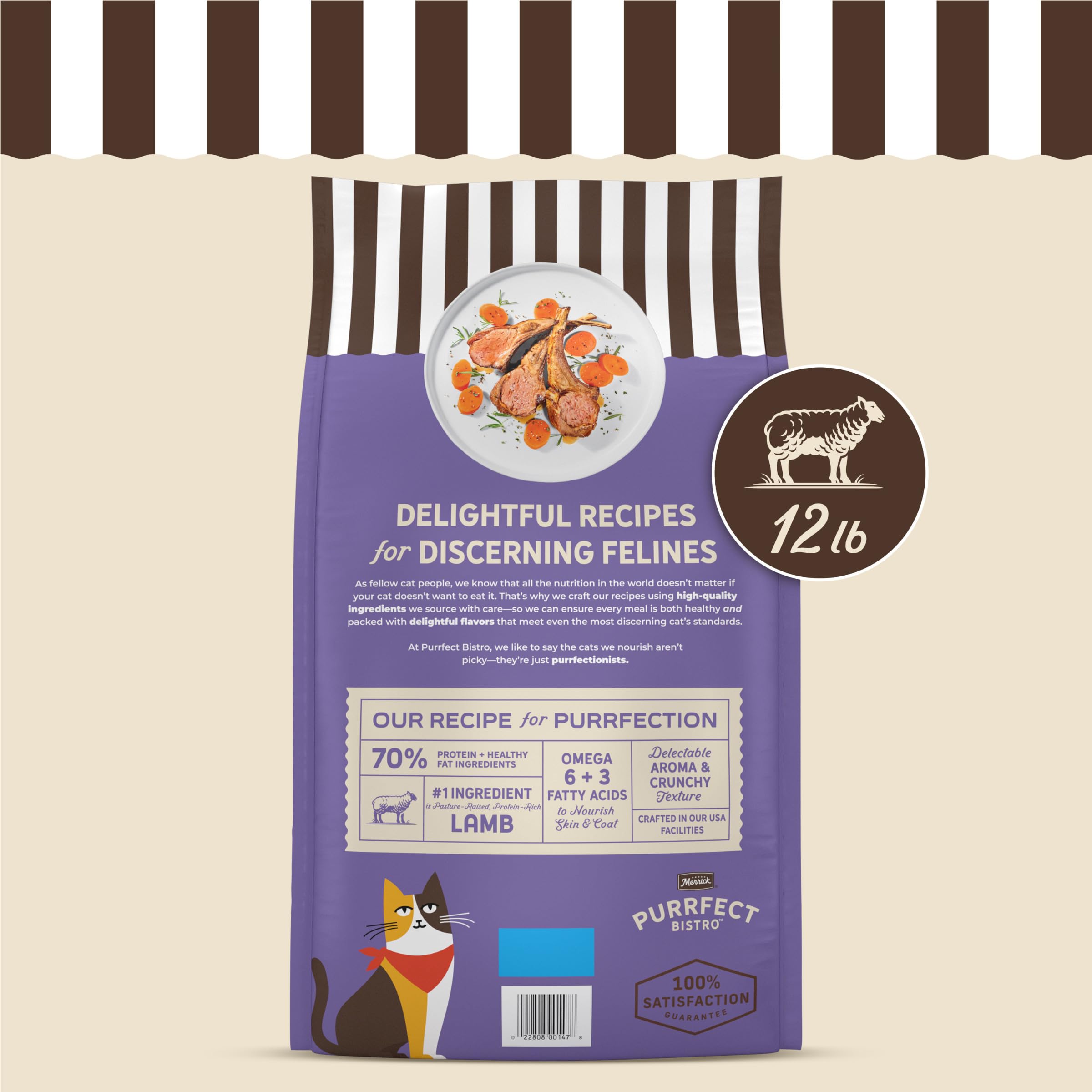 Merrick Purrfect Bistro Grain Free Pasture-Raised Lamb and Carrots Recipe Natural Dry Cat Food for Adult Cats, High Protein, Outdoor or Indoor Cat Food - 12 lb. Bag - Image 8