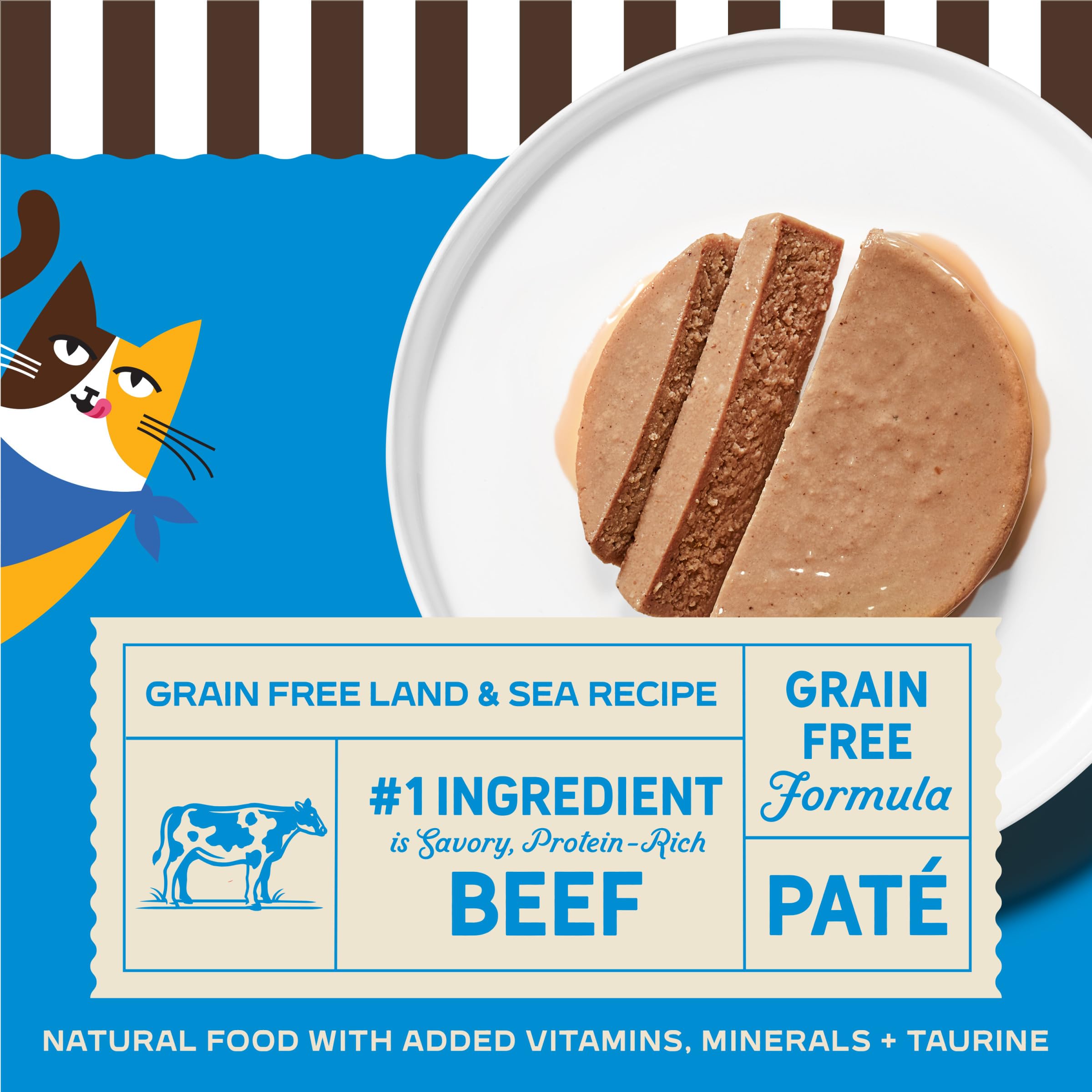 Merrick Purrfect Bistro Grain Free Premium Soft Canned Pate Adult Wet Cat Food, Surfin’ And Turfin’ Recipe - (Pack of 24) 3 oz. Cans - Image 3