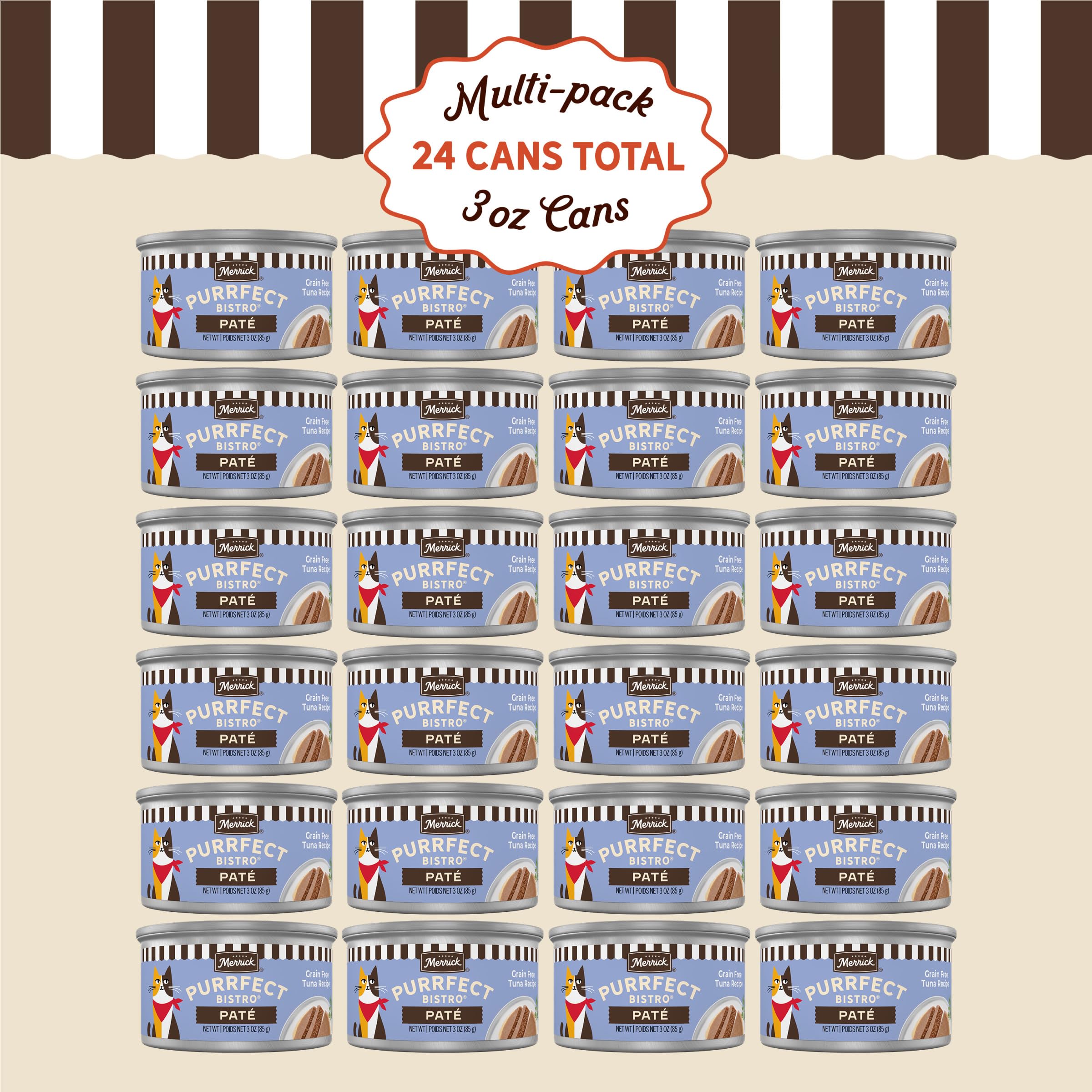 Merrick Purrfect Bistro Grain Free Premium Soft Canned Pate Adult Wet Cat Food, High Protein Tuna Recipe - (Pack of 24) 3 oz. Cans - Image 4