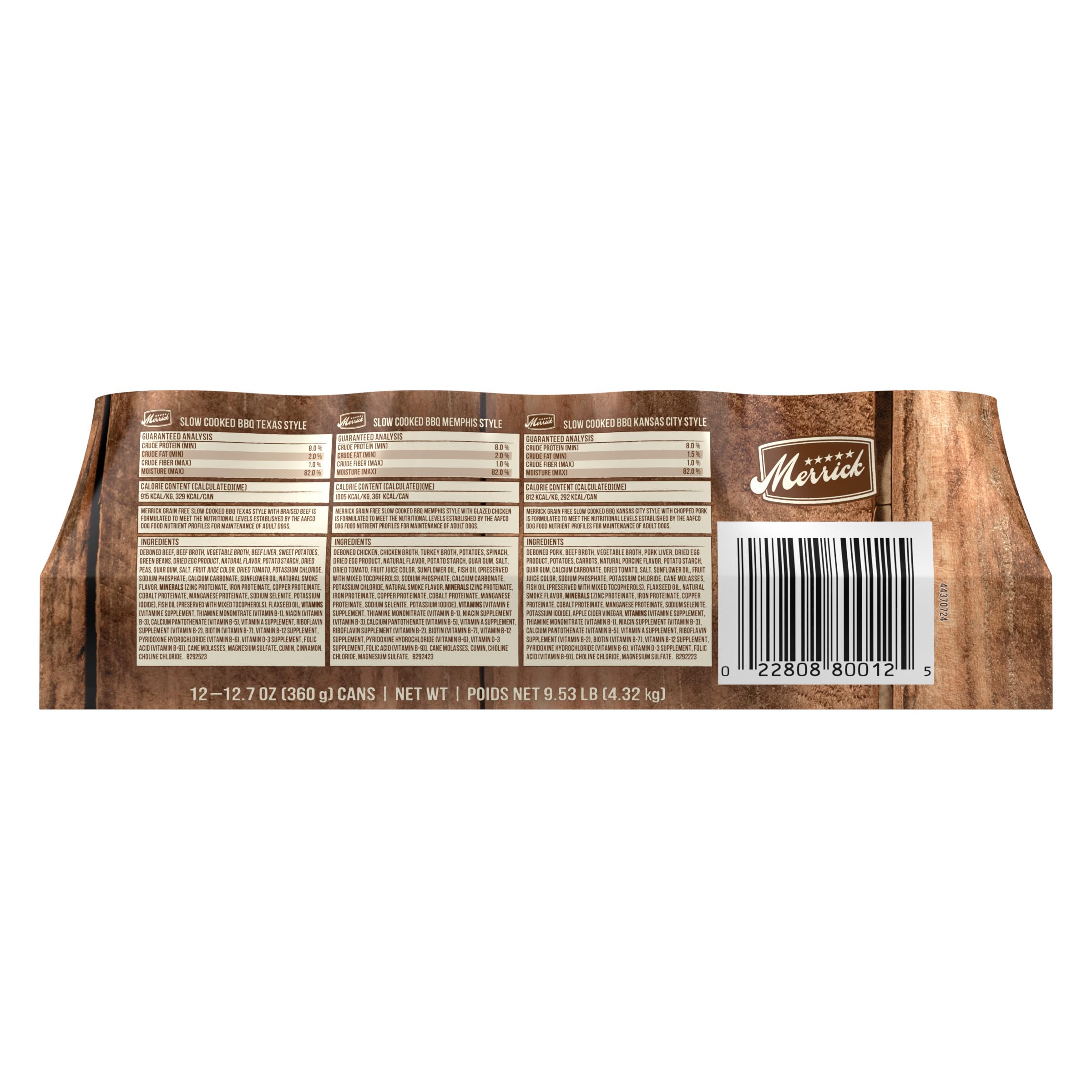 Merrick Slow-Cooked BBQ Premium Real Meat Canned Wet Dog Food Variety Pack, Beef, Chicken And Pork Recipes - (Pack of 12) 9.5 lb. Cans - Image 11