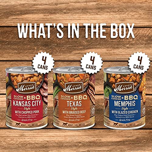 Merrick Slow-Cooked BBQ Premium Real Meat Canned Wet Dog Food Variety Pack, Beef, Chicken And Pork Recipes - (Pack of 12) 9.5 lb. Cans - Image 3
